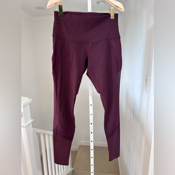 Lululemon Maroon / Burgundy Leggings with Mesh Accents size 10 - Picture 1 of 7